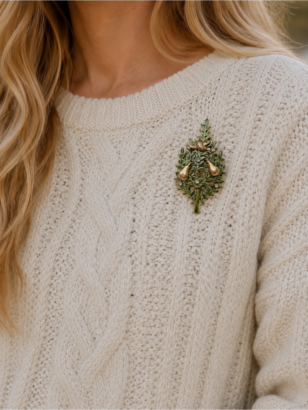 Vintage Christmas Tree Brooch Signed Original By Robert Partridge In A Pear Tree